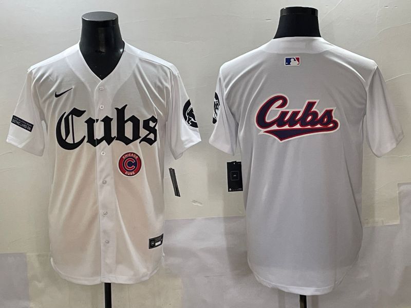 Men 2025 Chicago Cubs Blank White Five generations Joint Name Nike MLB Jersey style 14
